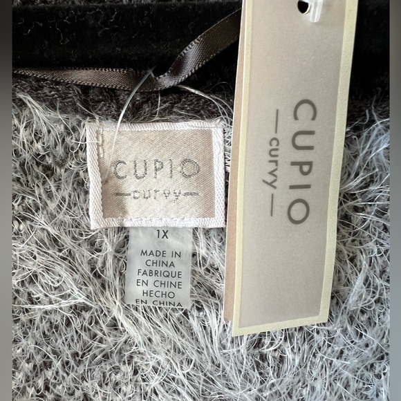 NWT CUPIO Curvy Black/Gray/White Sleeveless Eyelash Knit Cardigan- Size 1X - Picture 5 of 9